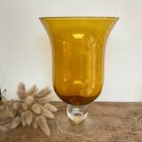 Amber bubble glass vase