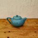 60s blue ceramic teapot