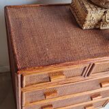 Commode en rotin vintage
