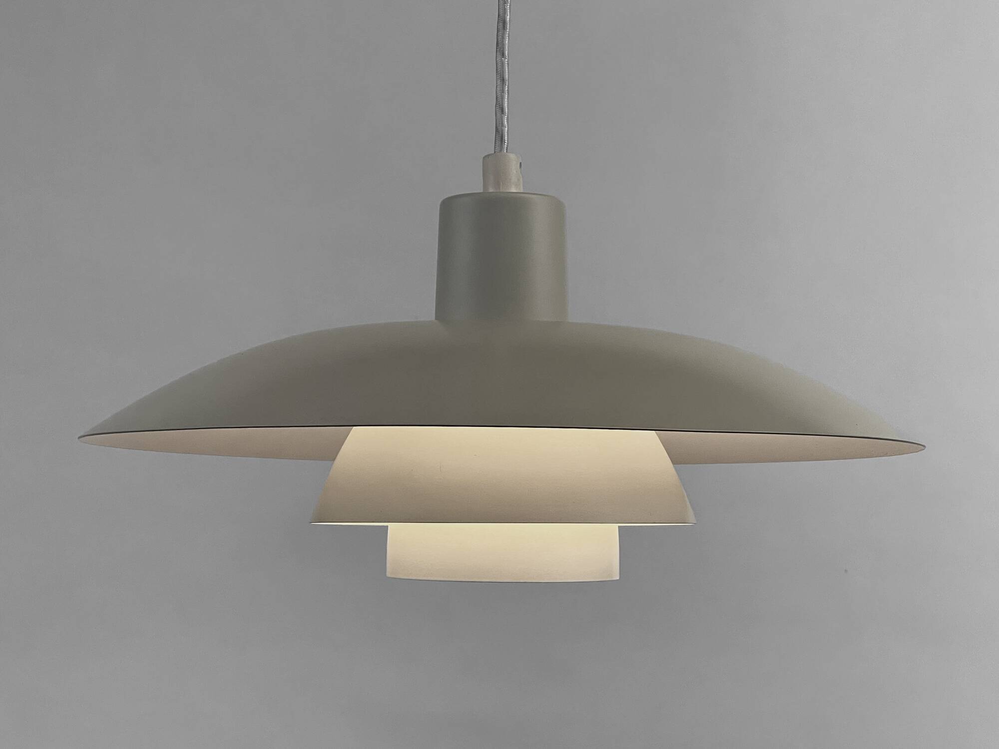 White pendant light PH 4/3 by Poul Henningsen for Louis Poulsen. Denmark 1980s