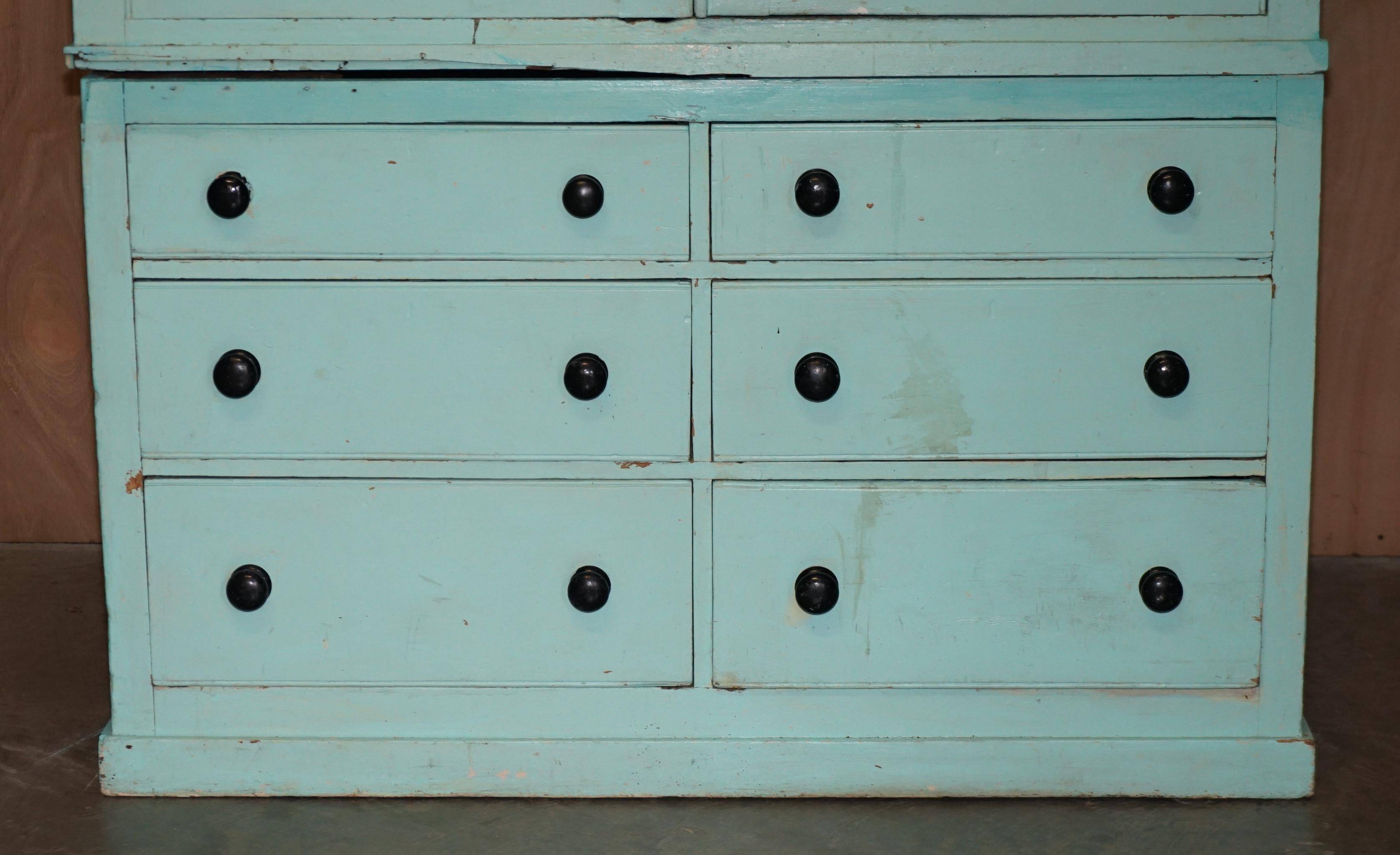 Painted pine linen cupboard or Victorian pantry circa 1860