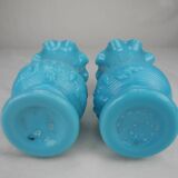 paire petits vases bleus anciens opaline déco kitsch shabby