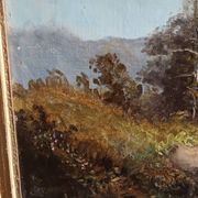 oil on canvas 19th century landscape of the Pyrenees by Alfred Godchaux