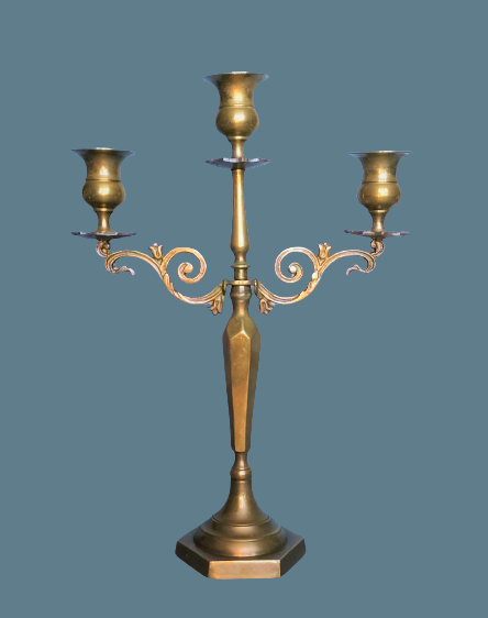 Pair of chandeliers three neo-classical fires - patinated bronze - 1950s - France