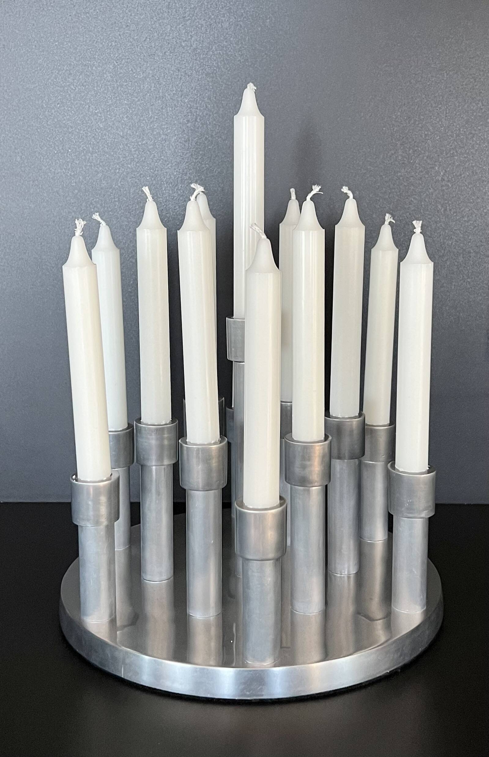 Aluminium candle holders for 13 candles, 1970s.