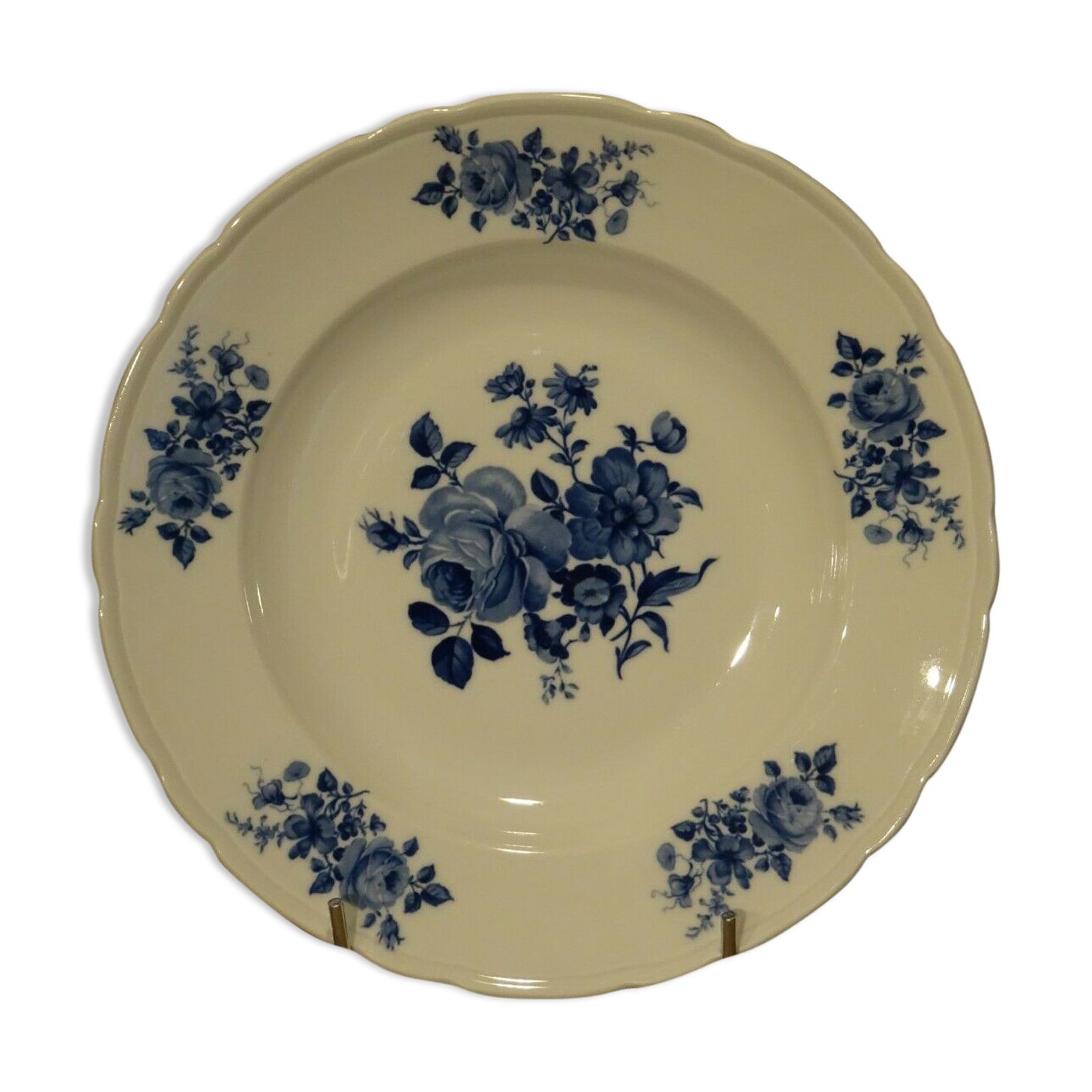 Hollow dish porcelain Bavaria decoration flowers pink cobalt blue