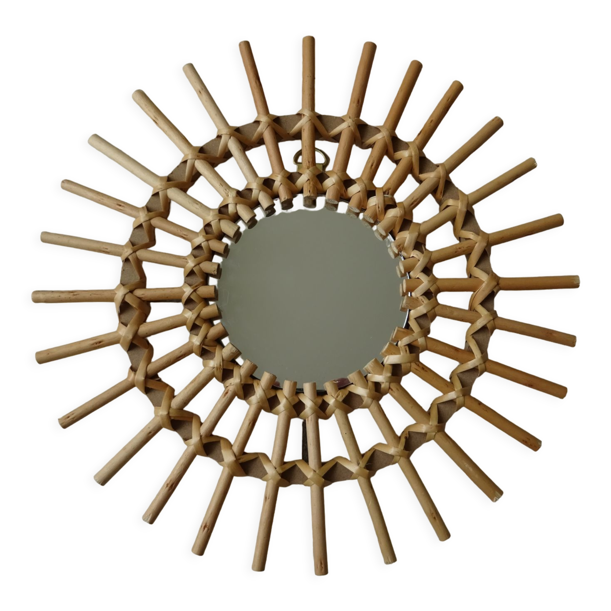Vintage sun rattan mirror