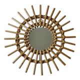 Vintage sun rattan mirror