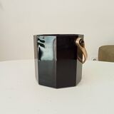 Art Deco ice bucket in black opaline and gilded brass