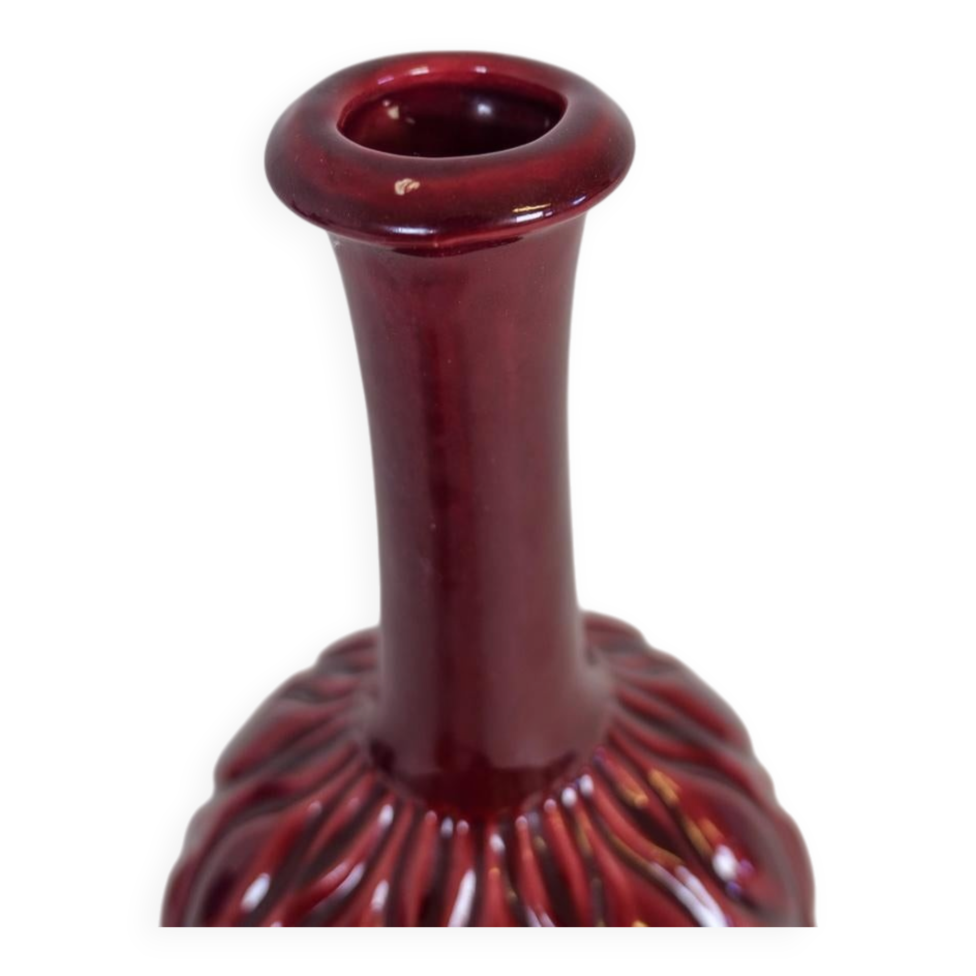 Blue and red peacock vases Midcentury Sven Erik Skawonius Upsala Ekeby, 1950s