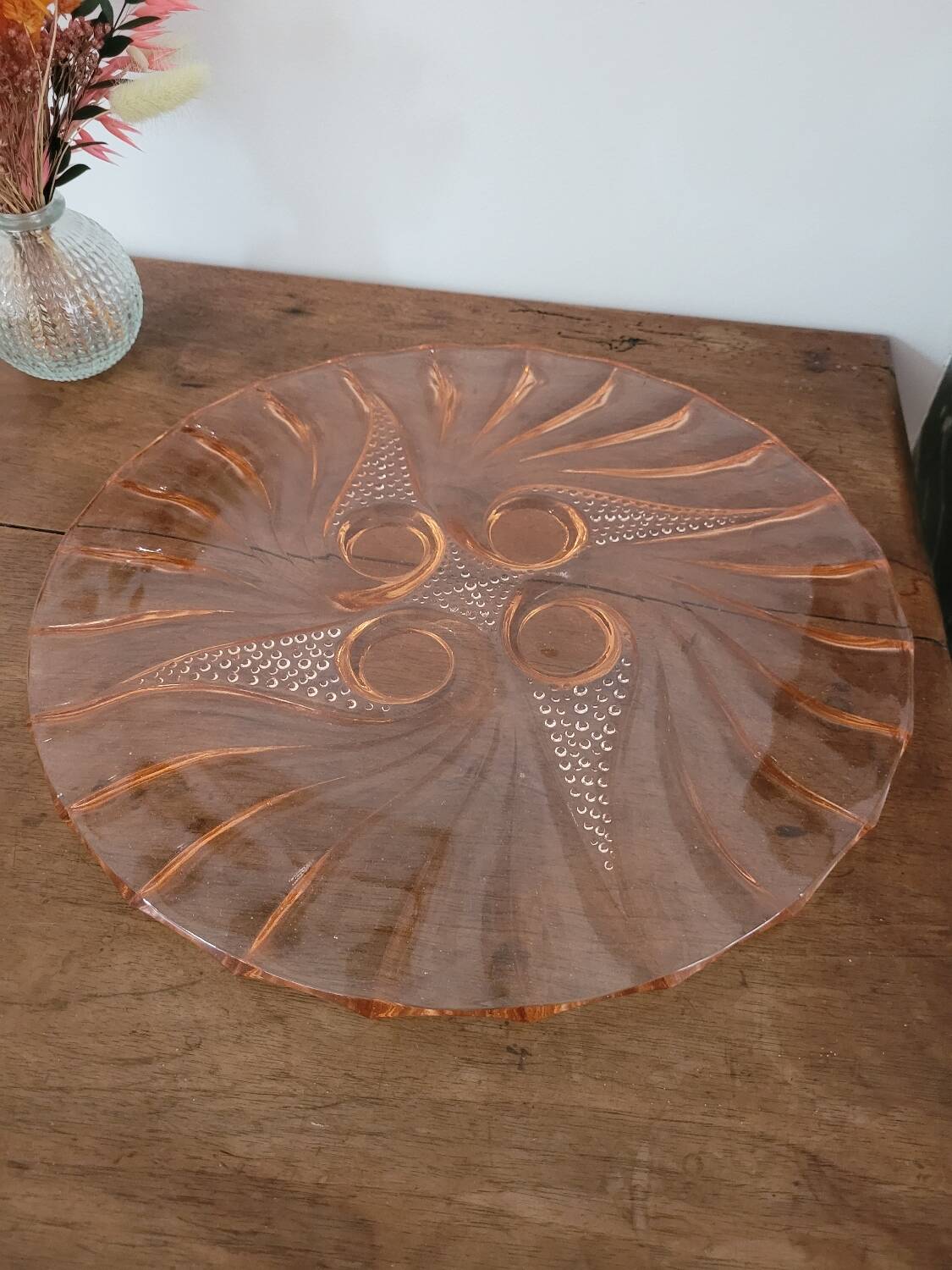 50s pink glass tray