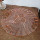 Plateau en verre rose années 50