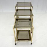 1970's italian brass & smoked glass nesting tables