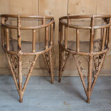 Paire de table de chevets en rotin 1960
