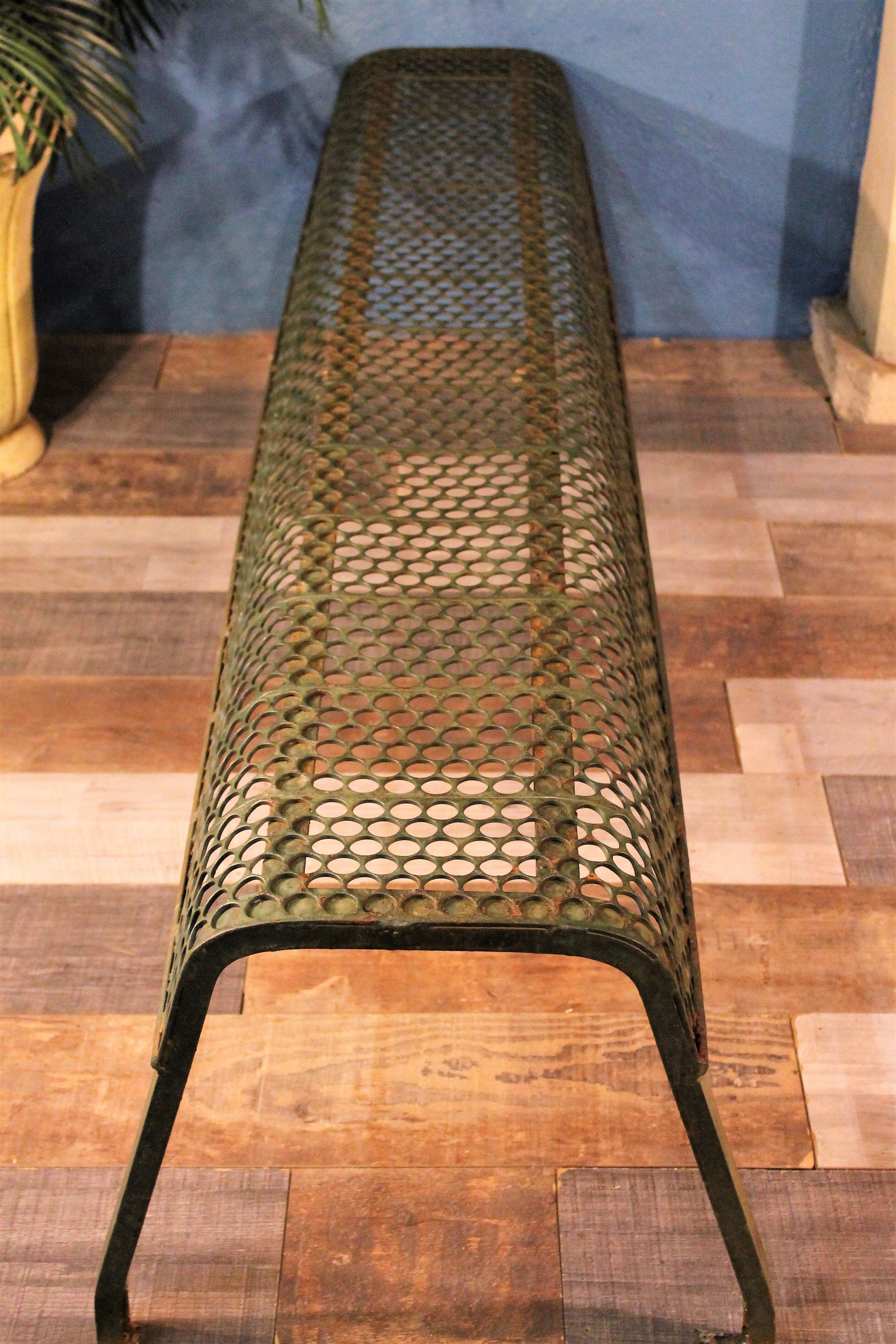 1950s perforated metal bench