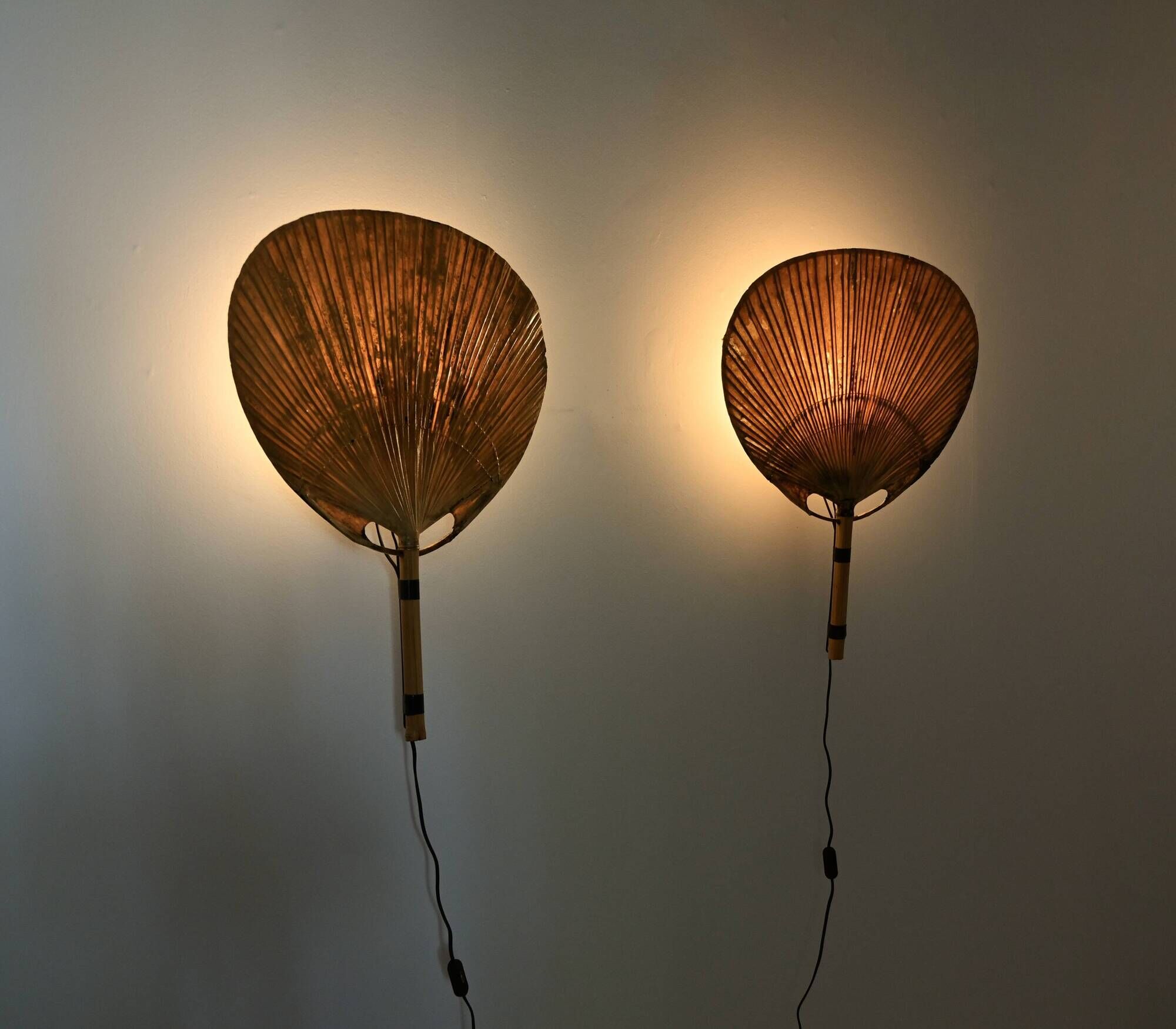 Pair of wall sconces "Uchiwa" by Ingo Maurer for M Design, 1960s