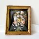 Old frame curved glass square dried flowers and fabric