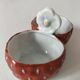 Salière poivrière fraises en barbotine vintage