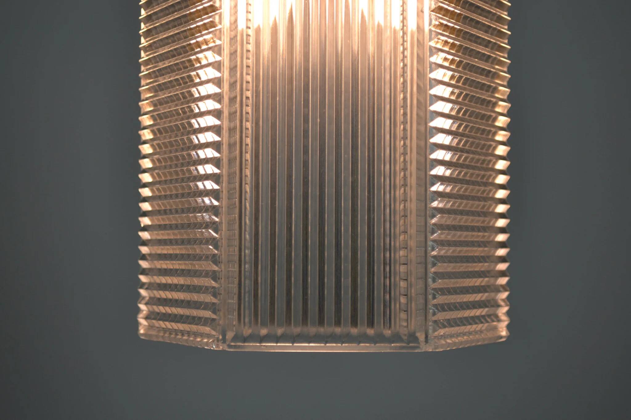 Pendant Lamp, Pressed Glass and Brass, 1960s, Sweden