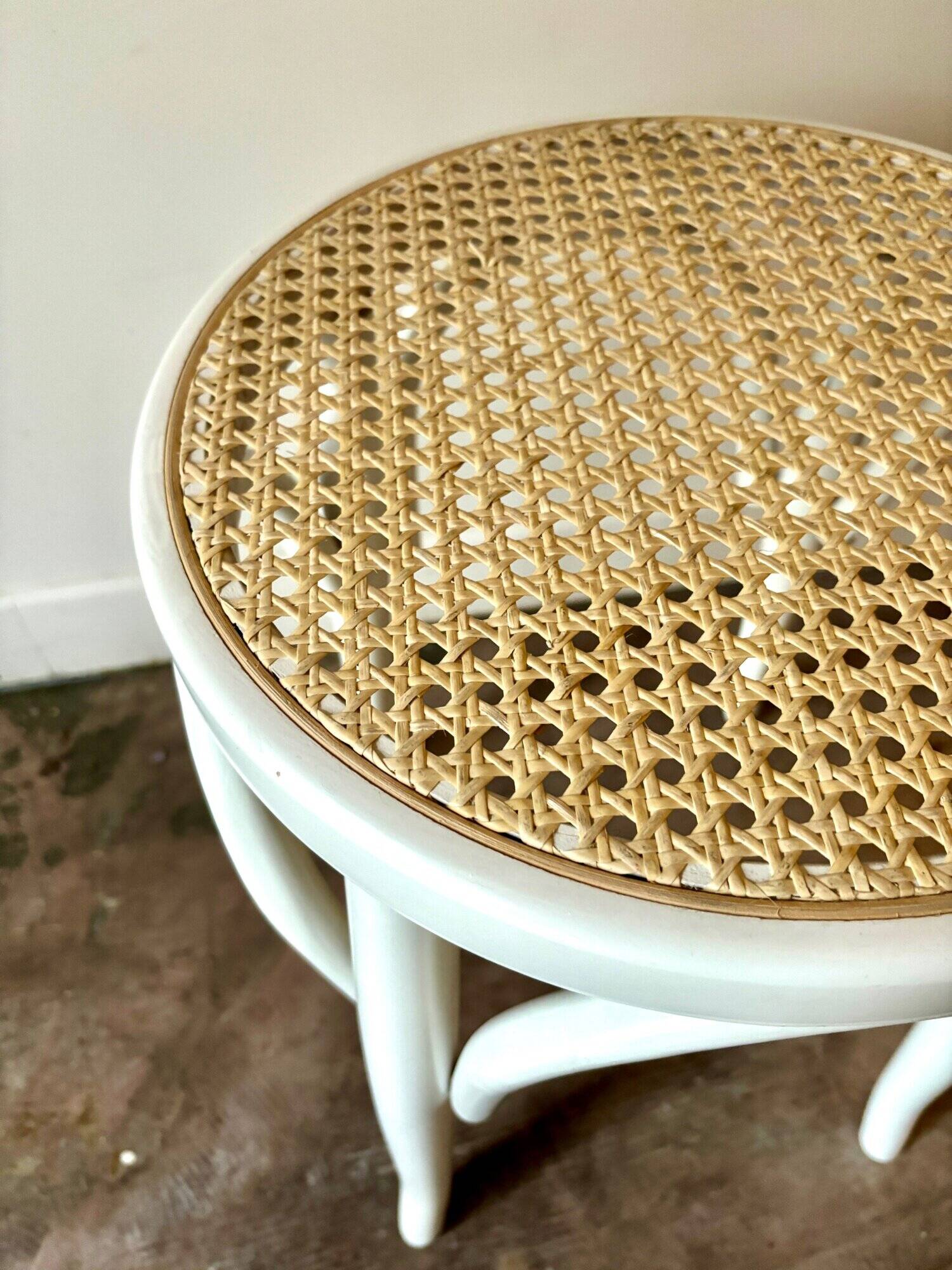 Stool in canework and white bent beech