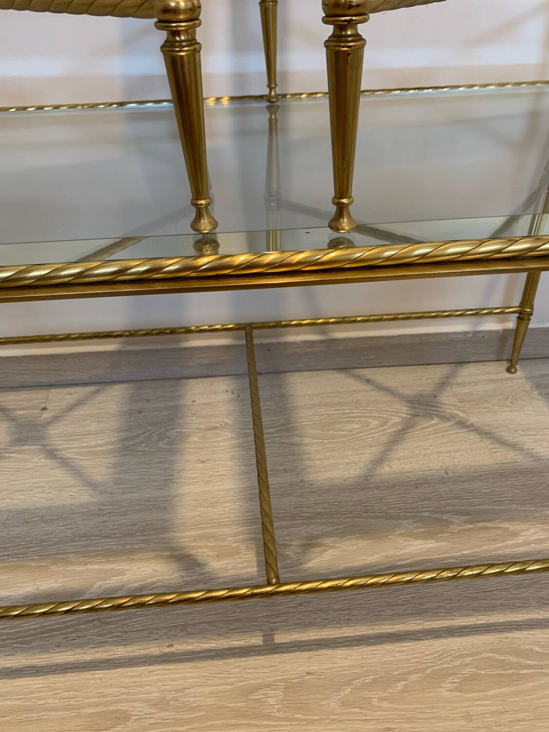 Vintage brass and glass nesting table