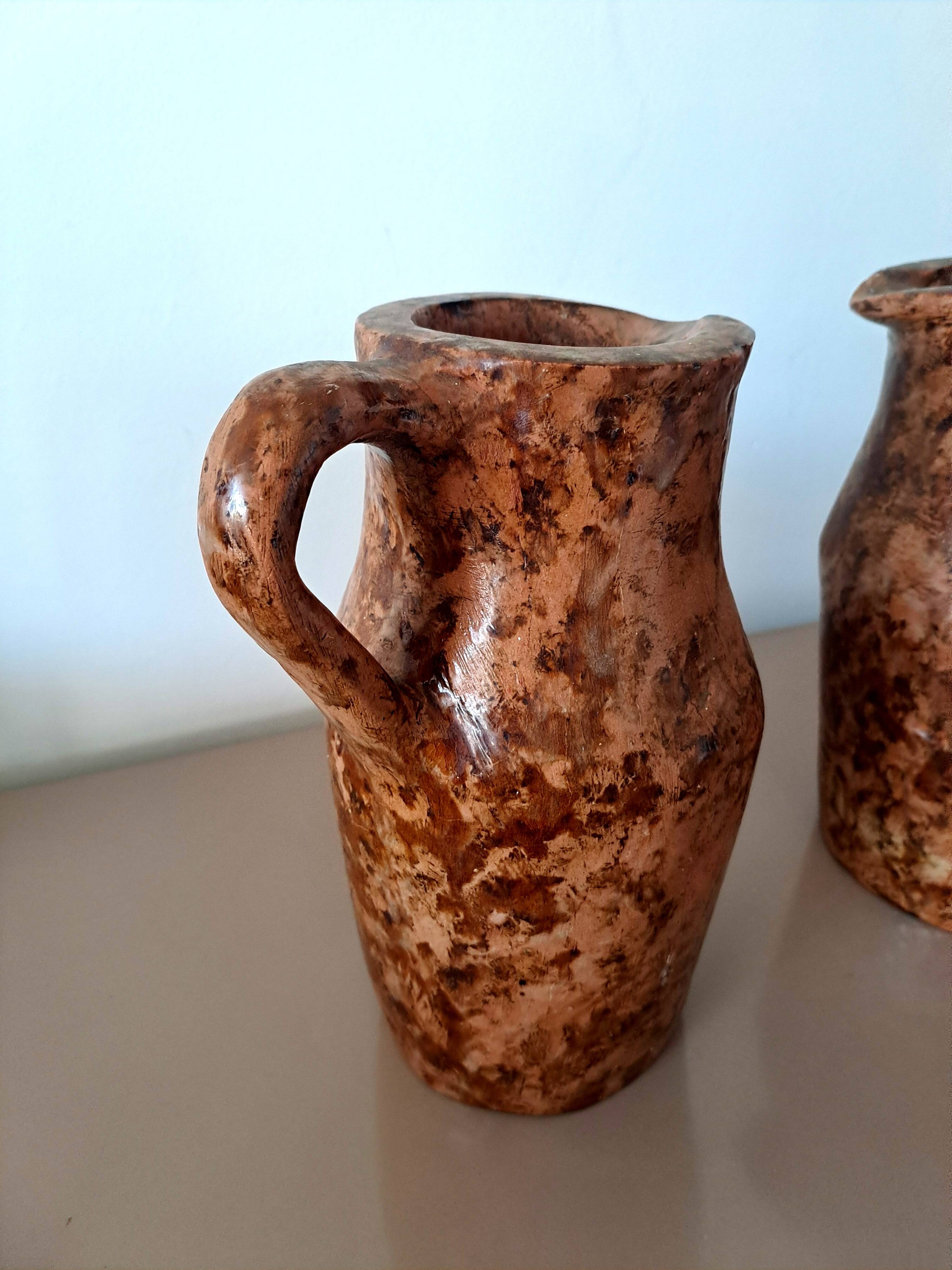 Pair of handcrafted terracotta pitchers – 3 kg each