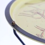 Black and yellow enamelled metal table, vintage, African Antelope motif, 1960