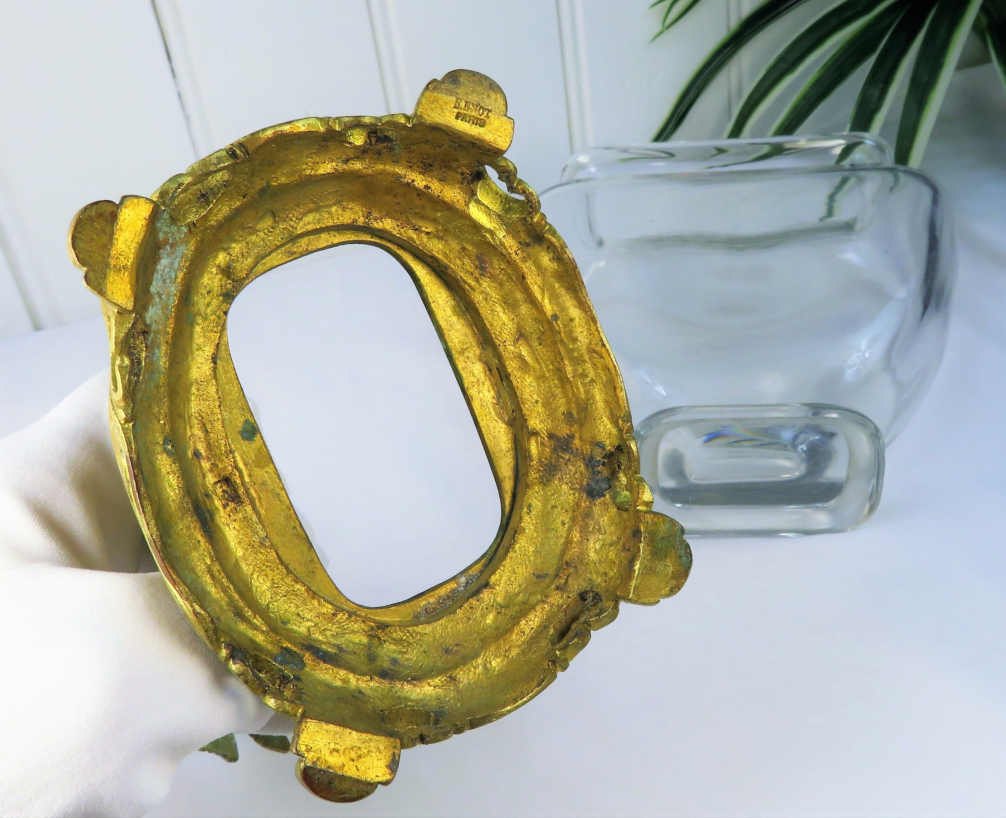 Crystal vase on gilded bronze frame signed E.Enot, art nouveau