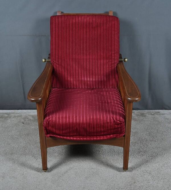 Fauteuil Morris en acajou, style Arts & Crafts, début XXe