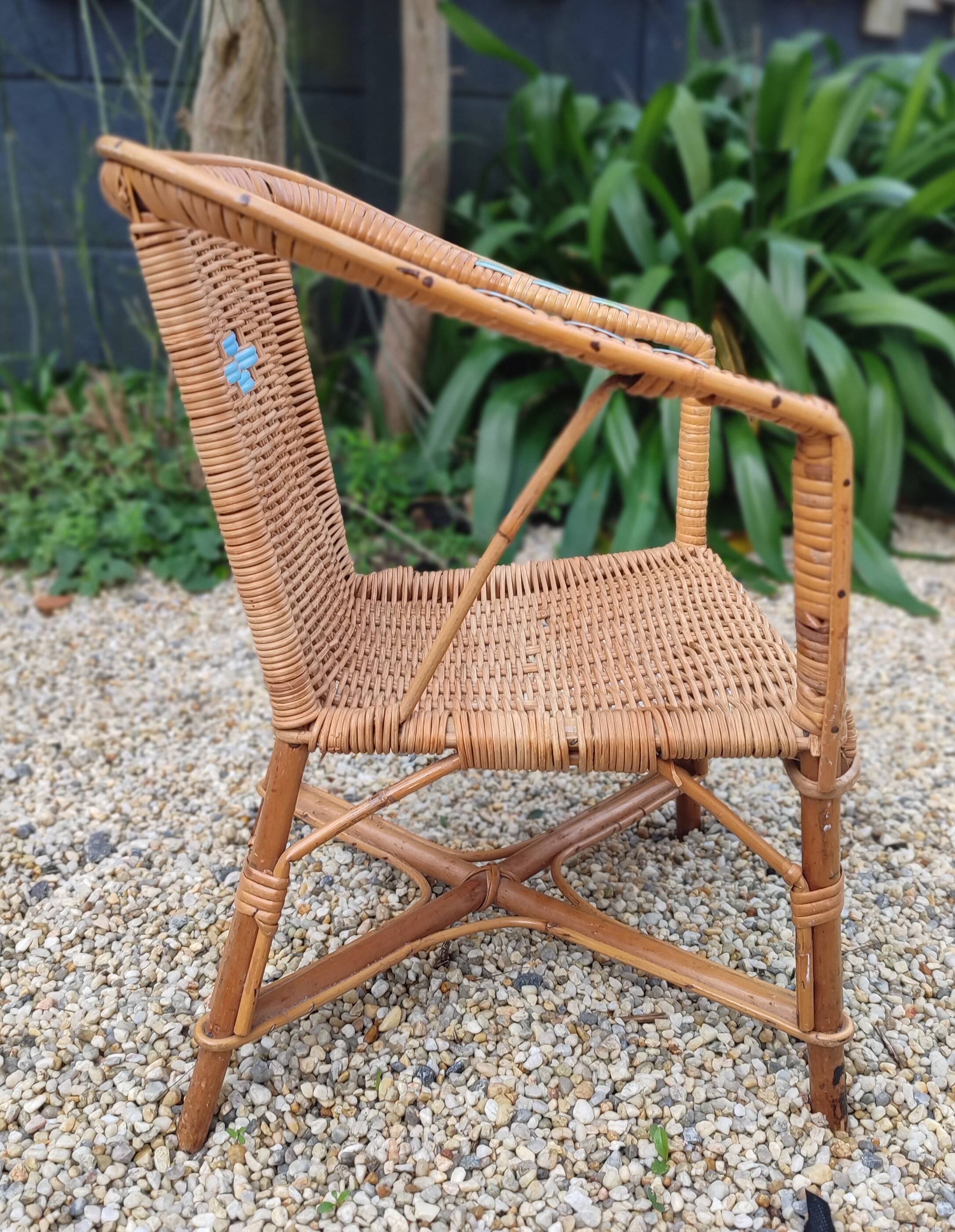 Small vintage rattan armchair/chair for children