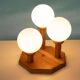 Bohemian glass ball table lamp from the 70s, wood & glass