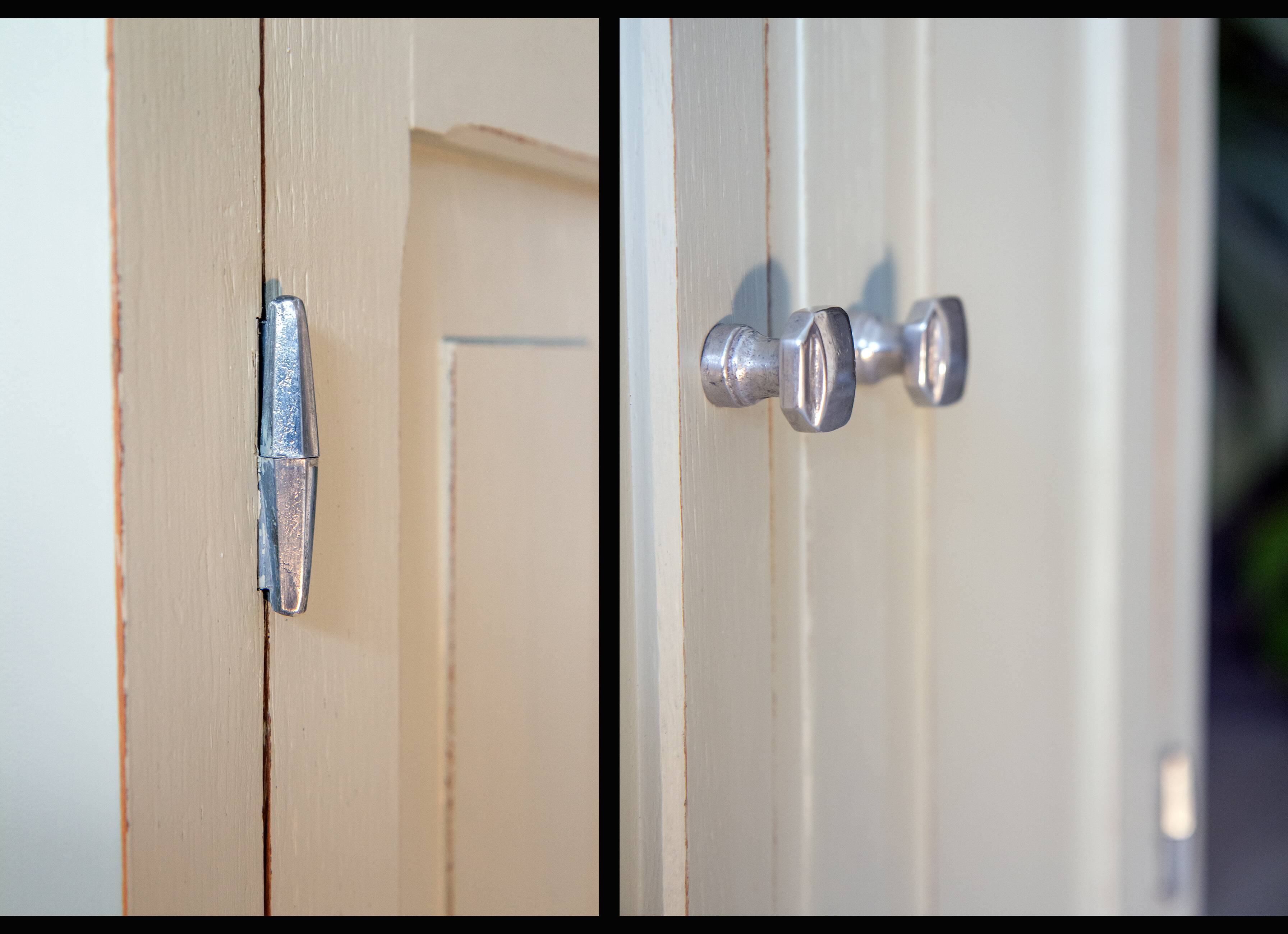 Grey clay Parisian buffet, patinated wood, 1950