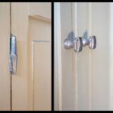 Grey clay Parisian buffet, patinated wood, 1950