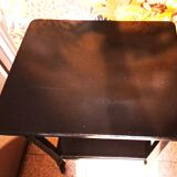 Art Deco style side table, console table on wheels, black varnished wood, 1940