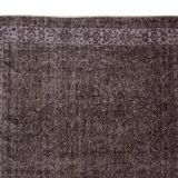 Floral pattern turkish handmade vintage wool area rug over-dyed in brown 195 x 268 cm