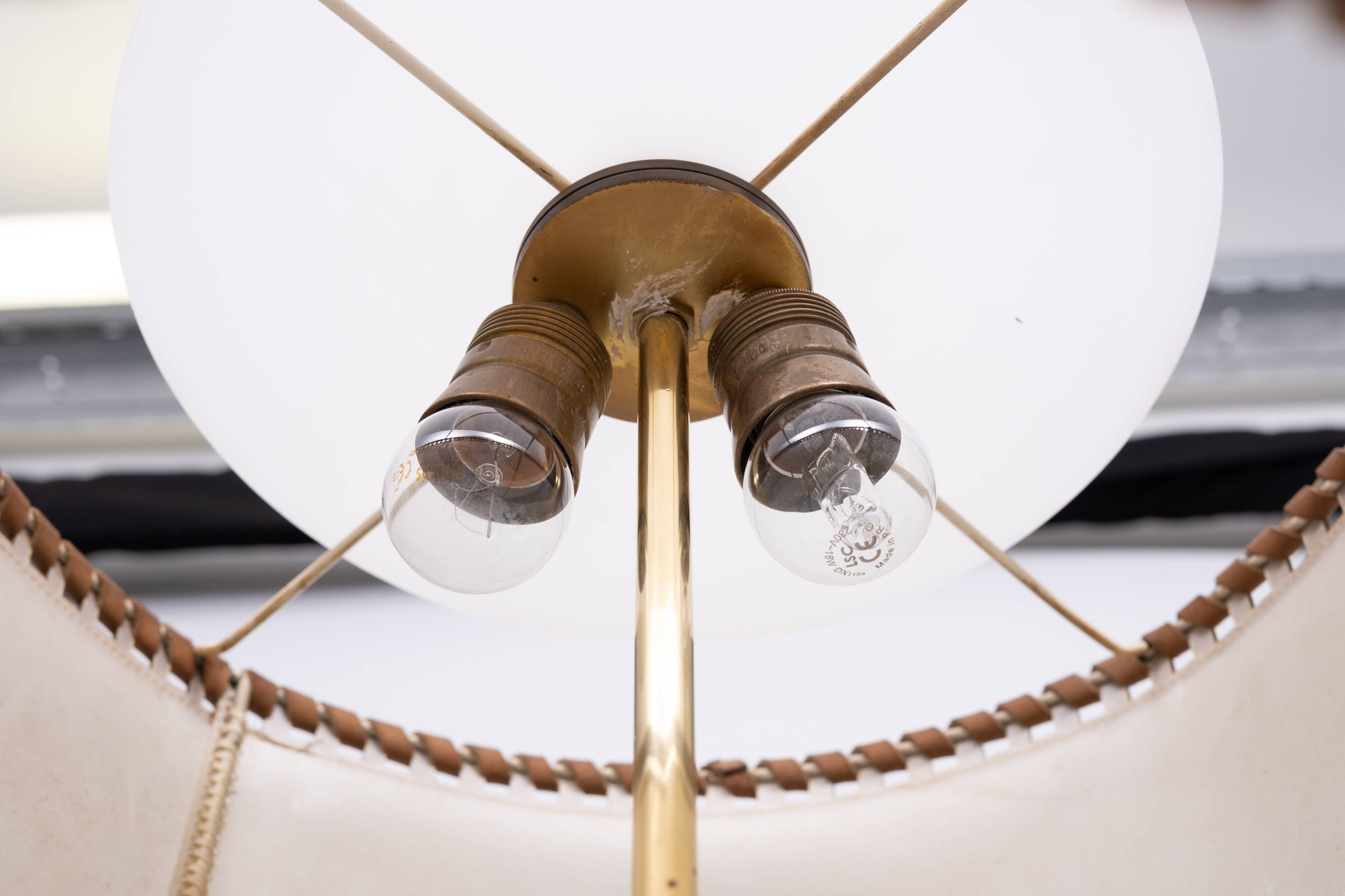 Floor lamp Charlotte Wawer parchment Shade Brass details 1950s Germany