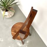 Brutalist chair in solid oak, 1900