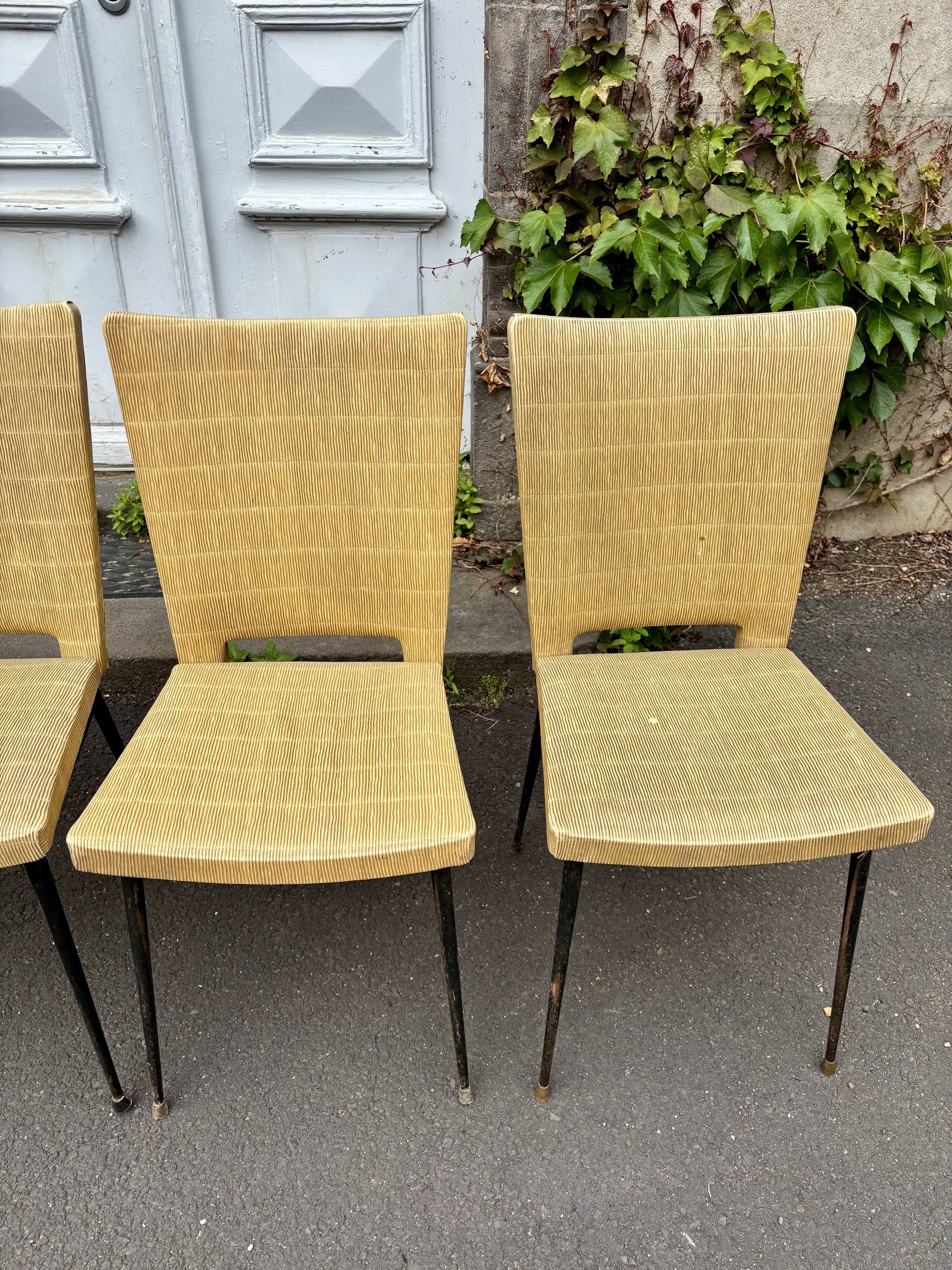 Set of 4 Colette Gueden vintage chairs from 1950.