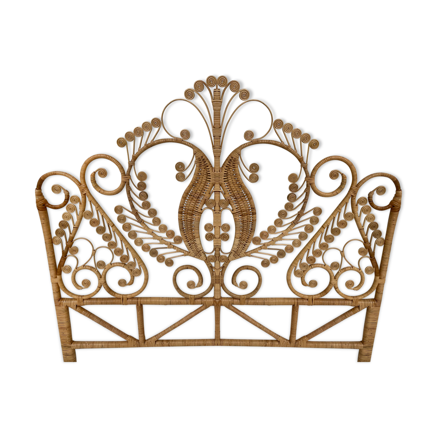 Peacock style rattan headboard