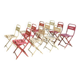 Set of folding metal chairs
