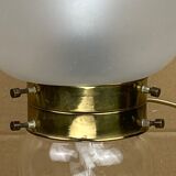 Lampe Art Déco style tourbillon laiton et champignon verre