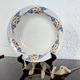 Shallow dish Hamage & Moulin des Loups, blue and orange floral stencil decoration.