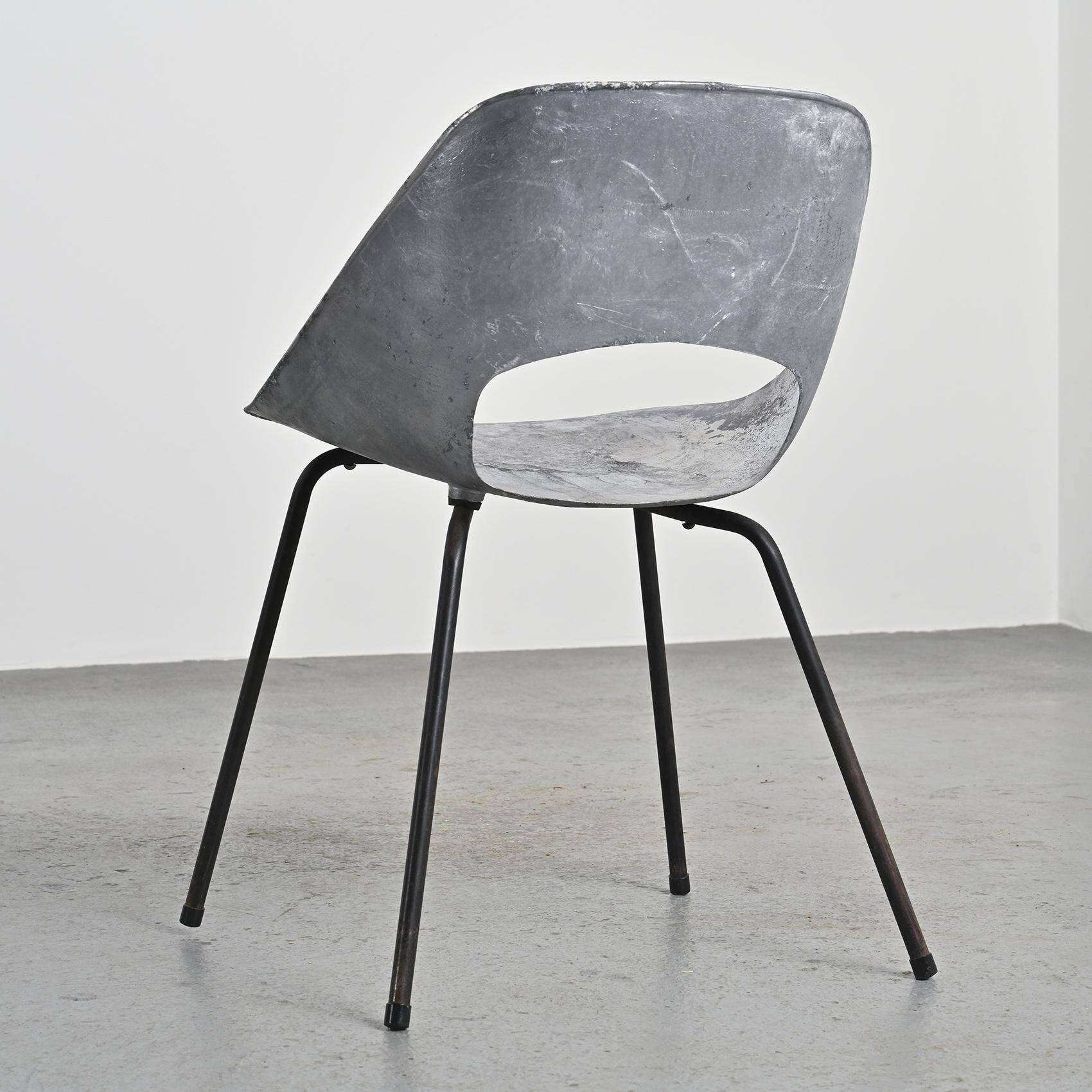 Cast aluminum chair by Pierre Guariche, Steiner edition, circa 1953
