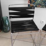 2 chaises en métal chromé et tissu noir