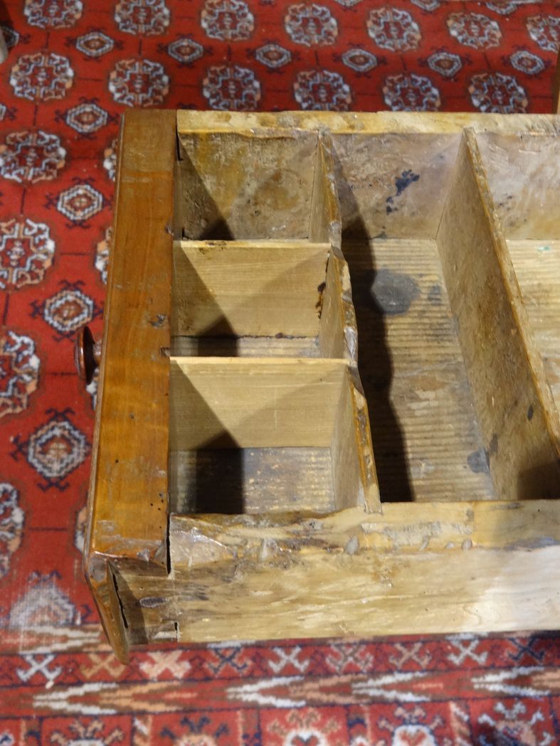 Cherry table, eighteenth century, Louis XV with two drawers