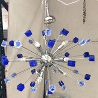 Chandelier murano glass sputnik blue italian handmade