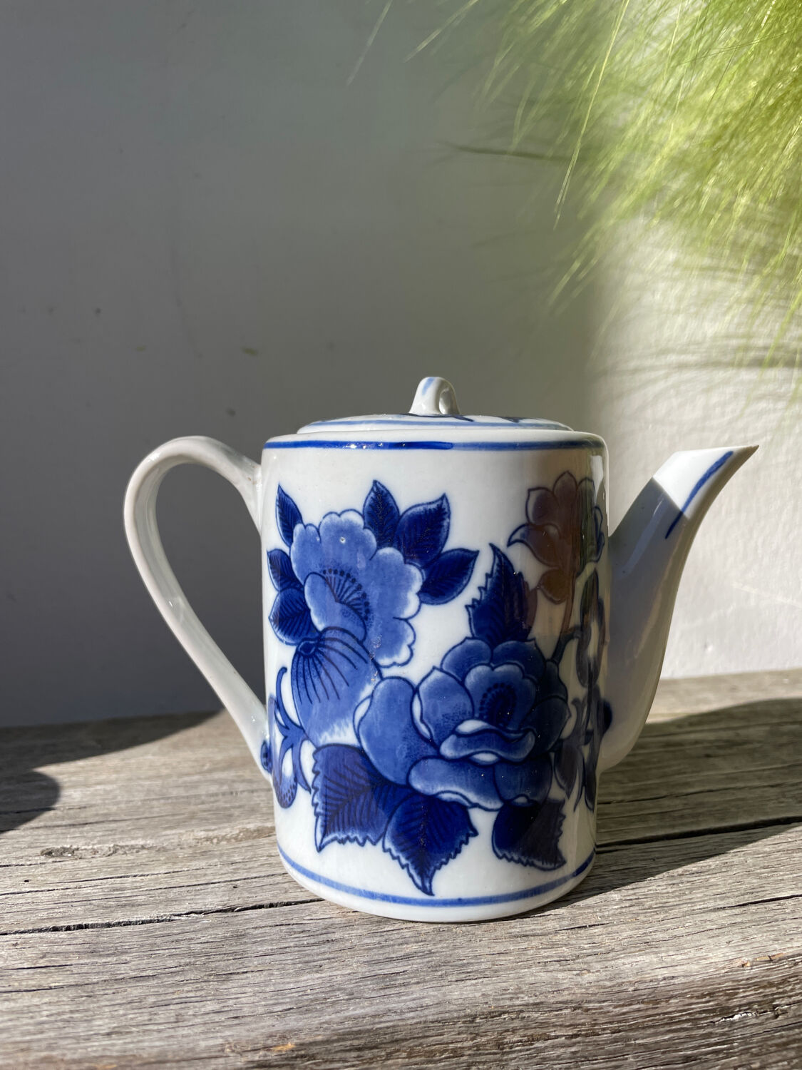 Asian blue and white ceramic teapot