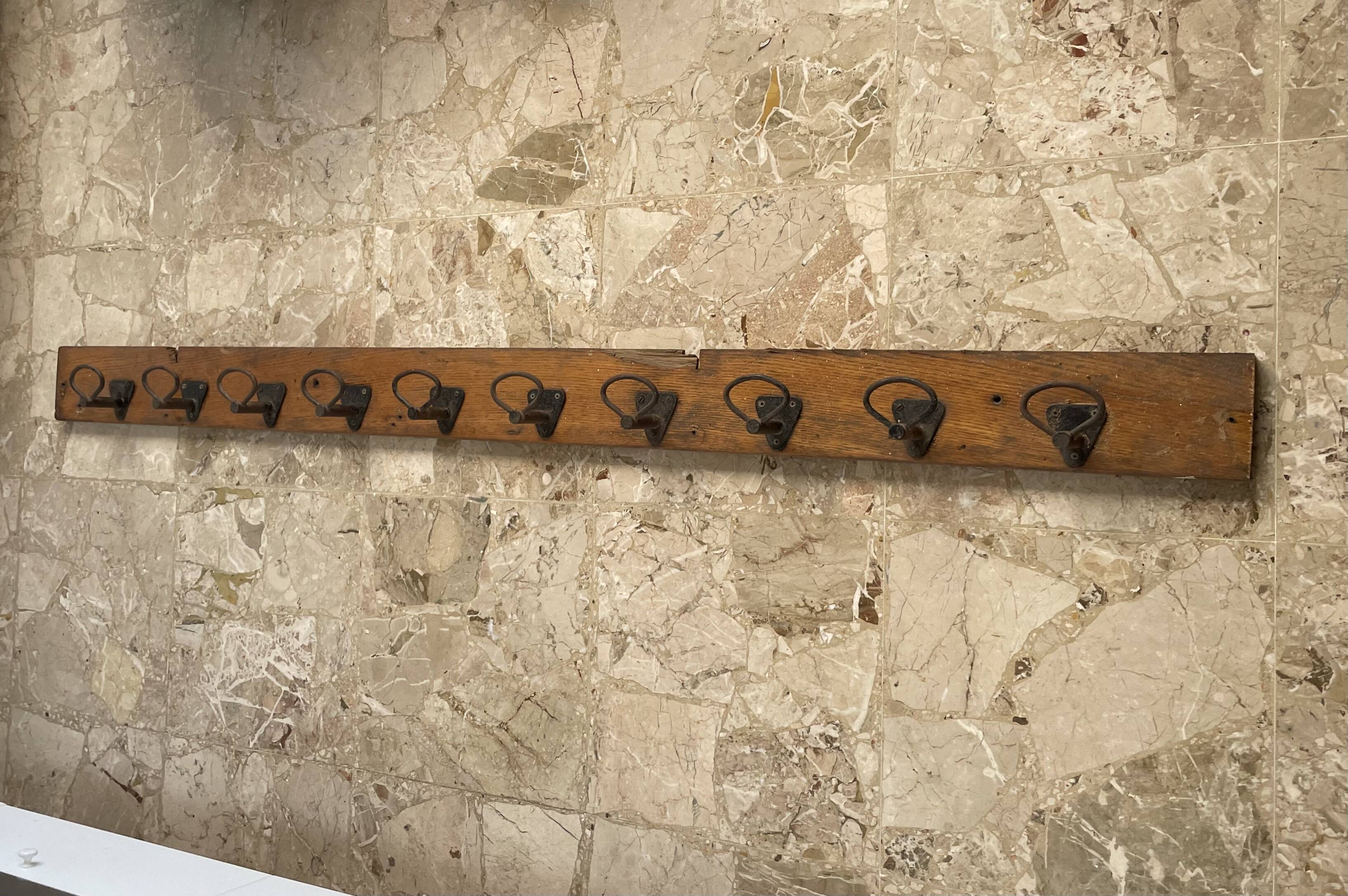 Long antique wall coat rack 186cm