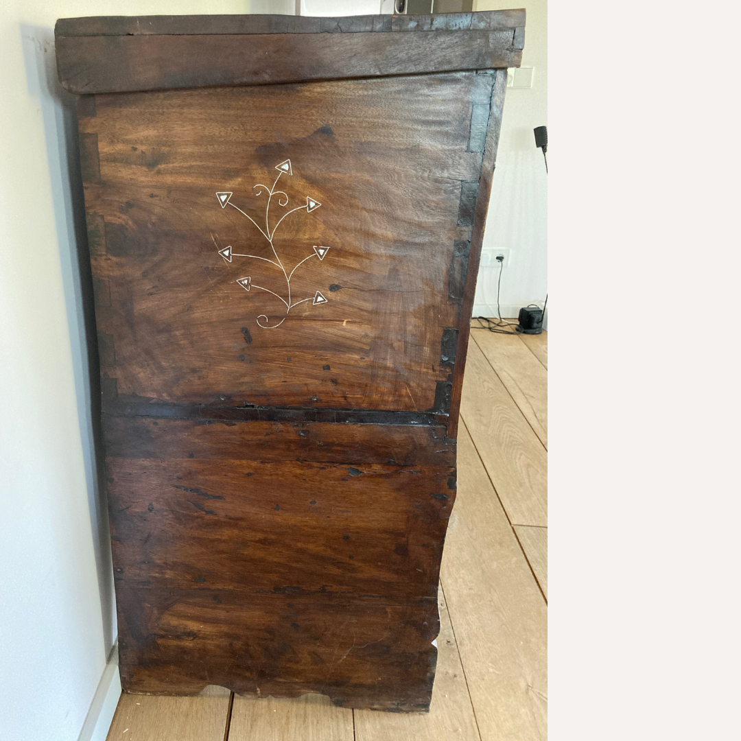 19th century Syrian, mother of pearl inlay marquetry wedding cabinet or chest