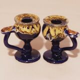 Pair of ceramic candle holders